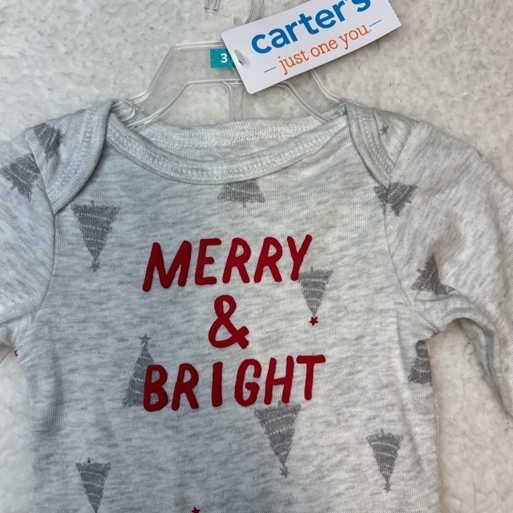 Carter’s Baby Light Gray Merry & Bright Onesie and Pant Set - Picture 4 of 7
